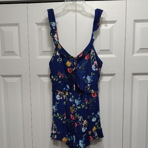 Lulu's Navy Floral Women's Blouse